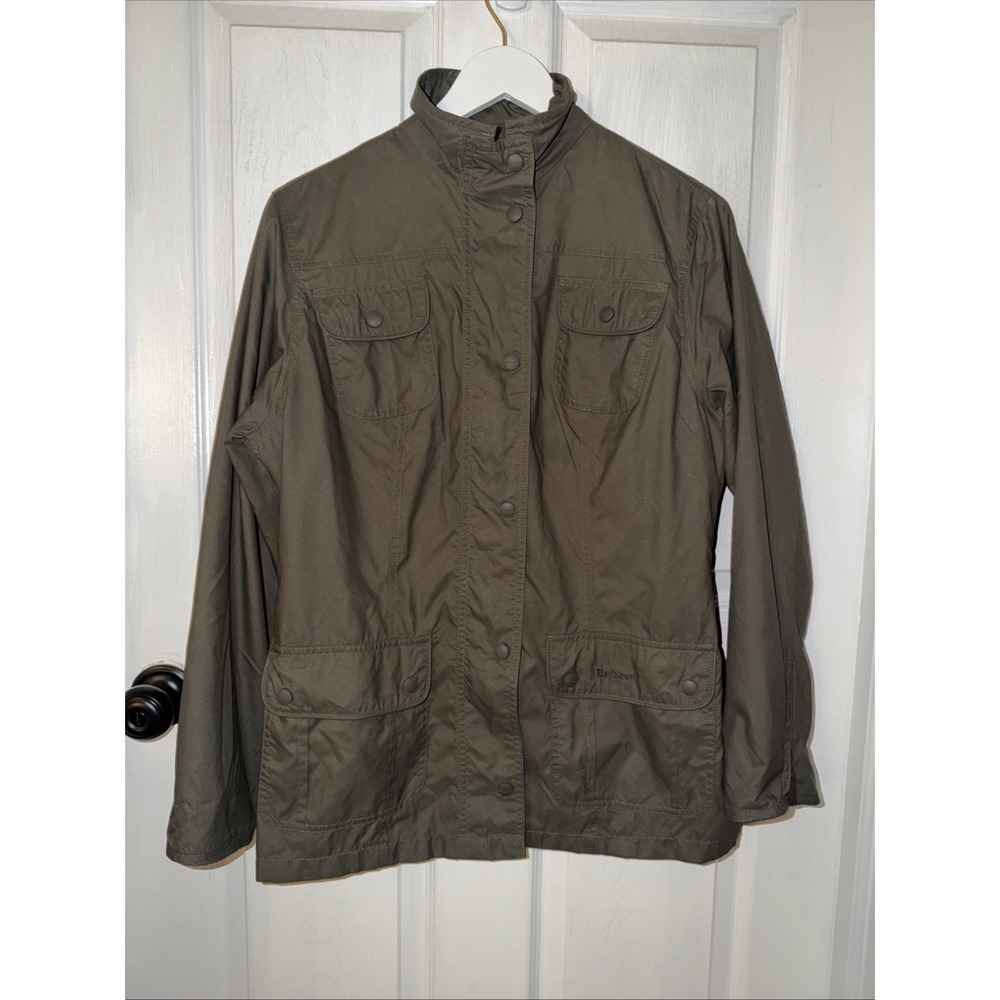 Barbour Women's Dark Green Super‎ Lightweight Utility Jacket Plaid Lined US10